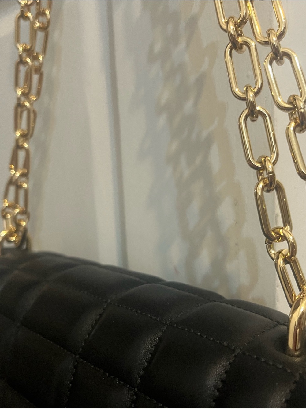 Michael Kors Tribeca Quilted Black Leather Chain Shoulder Bag - Picture 6 of 8